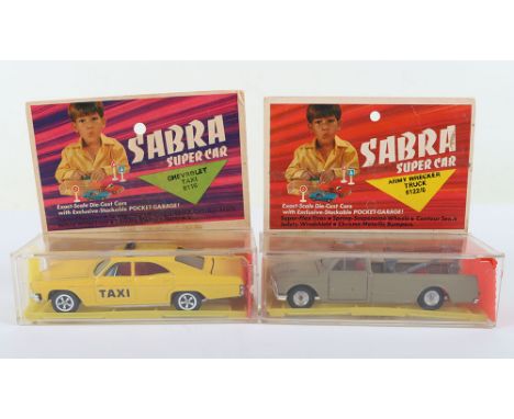 Two Boxed Sabra (Israel) 1/43 scale USA Super Cars, 8116 Chevrolet Taxi, yellow body, red interior, five spoke wheels and 812