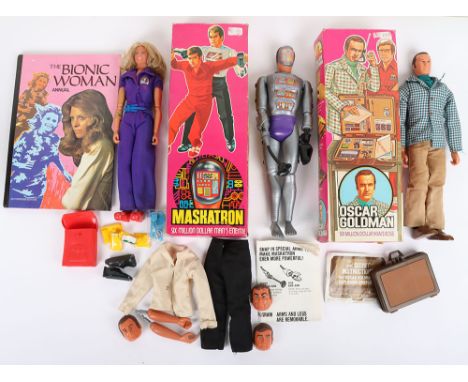 Vintage boxed Denys Fisher from Six Million Dollar Man, Oscar Goldman and Maskatron, Hong Kong 1970s, Oscar Goldman figure wi