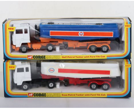 Two Corgi  Ford Petrol Tankers, 1157 Esso Petrol Tanker with Ford Tilt cab and 1160 Gulf Petrol Tanker with Ford tilt cab,  b