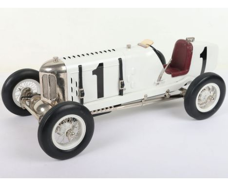 Large size tinplate Miller 91 Supercharged clockwork Racing car, finished in white RN.1, details include chrome petrol cap, r