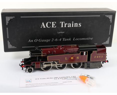 ACE Trains 0 gauge Stanier 2-6-4 2 cylinder LMS tank engine, locomotive No.2465 in LMS gloss lined maroon livery, electric 0-