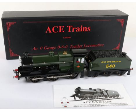 ACE Trains E/5 0 gauge 0-6-0 Q class locomotive and tender, locomotive No.540 and tender in SR green livery, electric 24V DC,