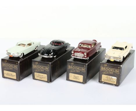 Lot no: 508 Four Brooklin Models 1/43 scale model, BRK 32 1953 Studebaker Commander Starliner Coupe light green, BRK 33 1938 