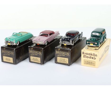 Lot no 522: Four Brooklin Models 1/43 scale model, BRK 36 1952 Hudson Hornet convertible turquoise, BRK 37 1960 Ford Skyliner