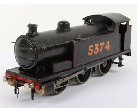 Bassett-Lowke 0-6-0 tank locomotive 5374, three-rail electric engine finished in black lined livery, good to fair condition, 