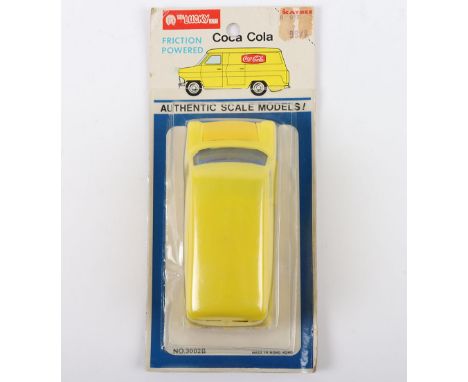 Scarce Lucky Toys (Hong Kong) Ford Transit MK 1 Van Coca Cola, yellow plastic friction powered, in mint original condition,  