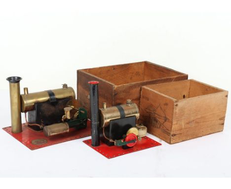Two boxed Bowman single cylinder Stationary steam engines, English circa 1930, M135 with horizontal brass boiler, original bu