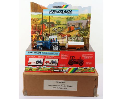 Scarce Britains Power Farm Tractor Shop Display, model of a rolling road, with colourful header card, comes with a Britains F