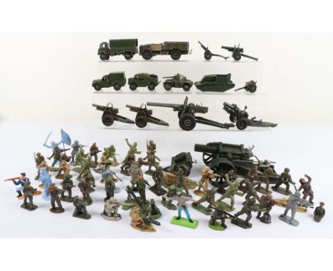 A Quantity of Military Vehicles, including: Britains 1877 Beetle Lorry, 2107 18” Howitzer (missing shells & Loader) 1725 4.5”