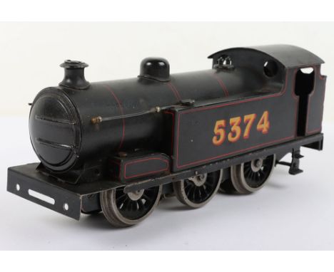 Bassett-Lowke 0-6-0 tank locomotive 5374, three-rail electric engine finished in black lined livery, good to fair condition, 