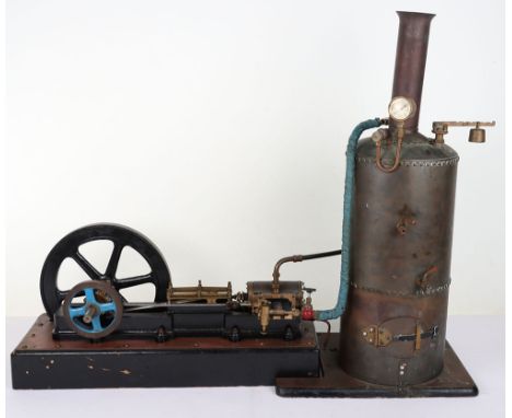 A horizontal single cylinder Mill engine and boiler, cast mounted engine with 1 ¼” bore x 3 ¼” stoke cylinder with cast guide