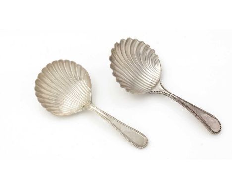 A George III North country provincial silver caddy spoon, with a fluted circular bowl and a bead-pattern stem, by Richard Mor