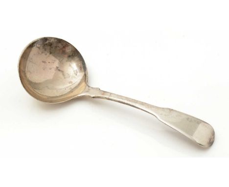 A George III silver North Country provincial caddy spoon, fiddle pattern with a rounded bowl, by Edward Jackson of York 1818,