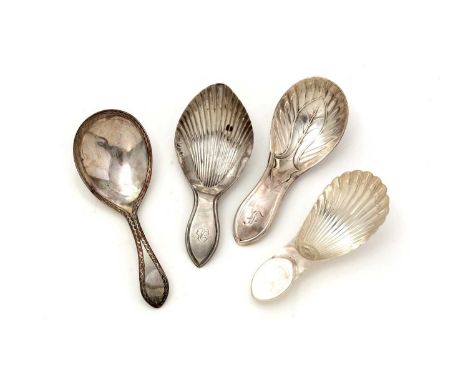 Three George III/IV North Country provincial silver caddy spoons, by two different makers (Nathaniel Smith &amp; Co., and S.C