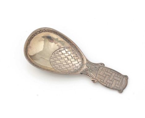 A George Vi silver caddy spoon, with geometric engraving in the bowl and on the terminal, by Liberty &amp; Co., Birmingham 19