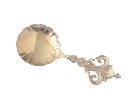 An early 20th Century American silver caddy spoon, with a fleur-de-lys and floral handle, by Tiffany &amp; Co. of New York, 1