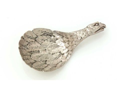 A rare Victorian silver “eagles wing” caddy spoon, by Yapp and Woodward, Birmingham 1844, 7.5cm long, 0.25oz.