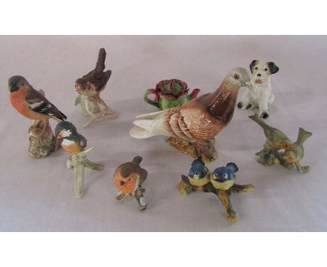 Various Goebel birds inc kingfisher, wren and robin, Capodimonte bird figures, Beswick pigeon (af) and other animals etc