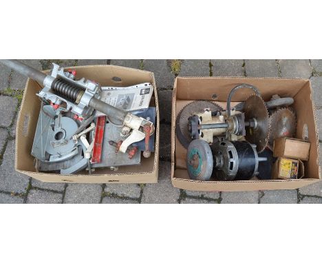 2 boxes containing Wolf &amp; other tools including a grinder