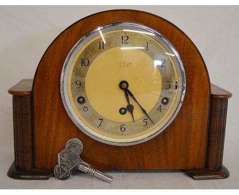 Art Deco mantel clock with retailer Jefferies &amp; Son Skegness inscription to dial, maker Garrard