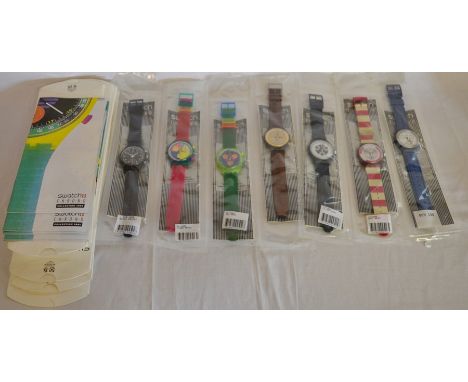 7 Swatch Chrono 1990's wristwatches in packets