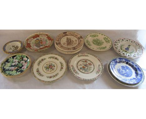 Various plates inc Copeland Spode, Wedgwood, Coalport and Masons