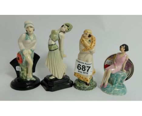 A collection of mini Kevin Francis figures to include "Jade" and one other and mini Peggy Davies figures to include mini Clar
