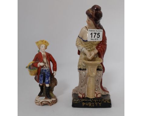 A Reproduction Staffordshire Figure Purity and a Small Unmarked Goebel Figure (2) 