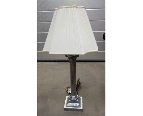 Chrome column lamp base with shade, height 81cm