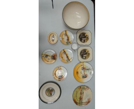 A collection of Royal Doulton Seriesware to include John Peel Hunting plates, cups, large footed fruit bowl D2716 etc (12)