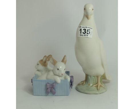 Nao figures of Dove and pair easter Bunnies in box   , dove height 22cm  (2)