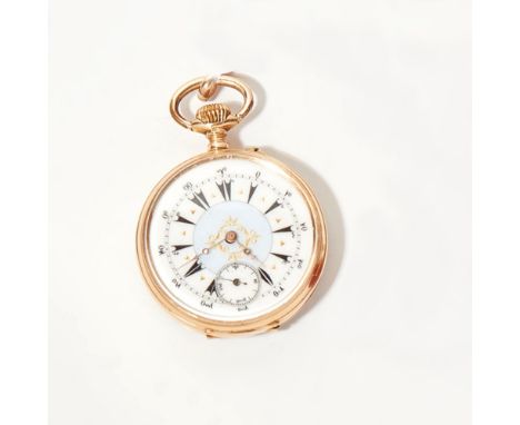 A Turkish market pocket watch  the enamel dial with principal Turkish numerals and secondary dial, gilt and blue enamel detai