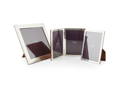 A collection of silver mounted frames, Asprey  all hallmarked for Sheffield 2005, with wooden supports and fabric inserts mar