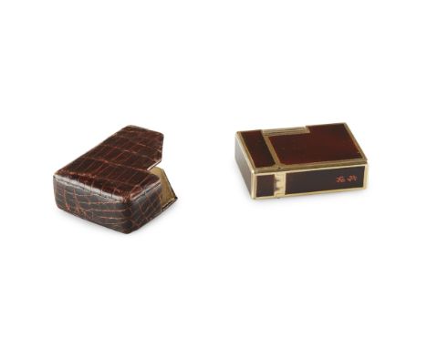 A gentleman's enamelled lighter, DuPont retailed by Hermès, Paris  of rectangular outline, burgundy enamel detail with Japane