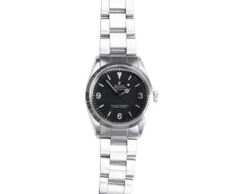 A gentleman's stainless steel wrist watch, Rolex  Explorer, Ref. 1016, black dial, sweep second hand, Arabic 3,6,9, screw dow