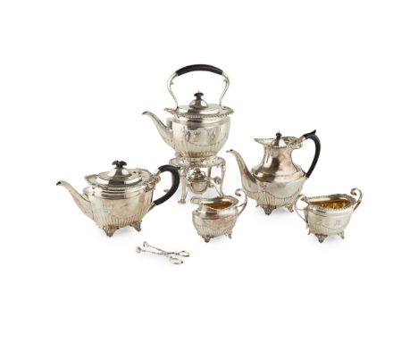 An early 20th century matched five piece tea service  Hamilton &amp; Inches, Edinburgh comprising spirit kettle, water pot, t