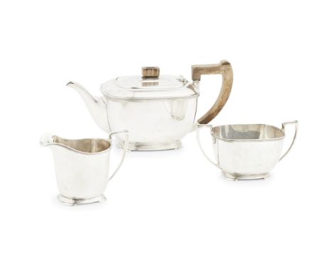 A three piece tea service  retailed by Harrods Ltd under RWB (Richard Woodman Burbridge was chairman of Harrods), Sheffield 1