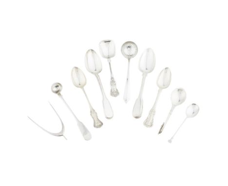 A matched set of Fiddle and thread pattern dessert spoons  London, all with Victorian and Georgian marks, crest engraved to t