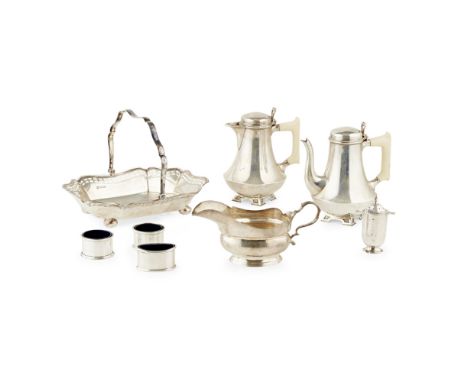 A modern café au lait set  Edward Barnard &amp; Sons Ltd, London 1928, comprising coffee pot and water pot, both of stylised 