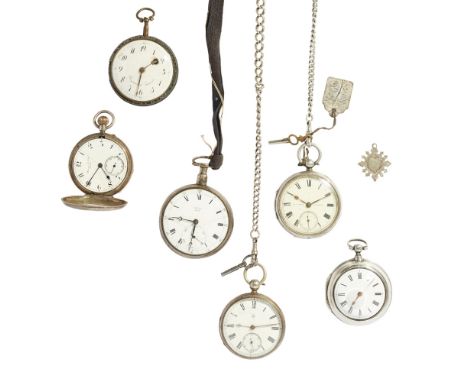 A collection of six silver and other cased pocket watches  including; a silver pair cased pocket watch, John Bates, Kettering