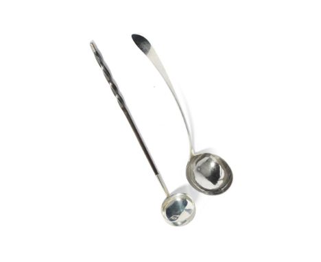 A Scottish George III soup ladle  Alexander Zeigler, Edinburgh 1797, pointed Old English pattern, engraved monogram together 
