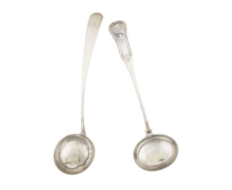 A late George III soup ladle  Newlands &amp; Grierson, Edinburgh 1812, of Old English pattern, italic M engraved to terminal;