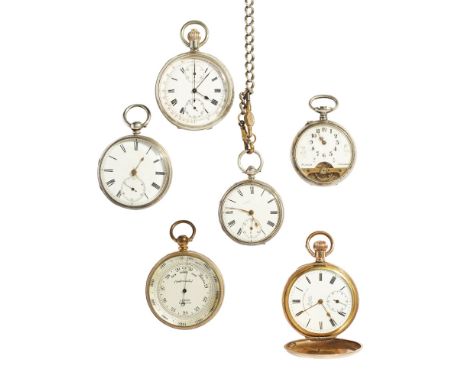 A collection of watches  to include; a group of four pocket watches, a rolled gold hunter cased keyless wind pocket watch; a 