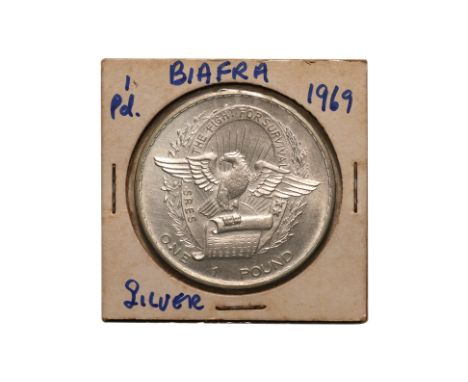 BIAFRA, REPUBLIC (NIGERIA) 1 POUND 1969
Coin alignment type, approx AU-UNC
Part six of a single owner numismatic collection, 