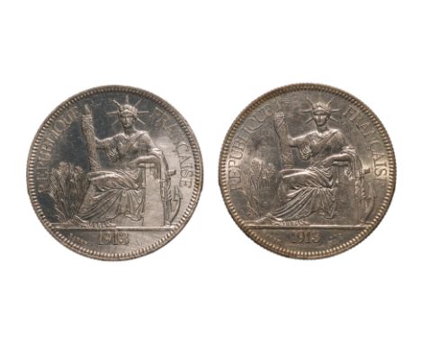FRENCH INDOCHINA 1 PIASTRE DE COMMERCE 1913 A (2)
Marianne seated left with date in exergue below, reverse with denomination 