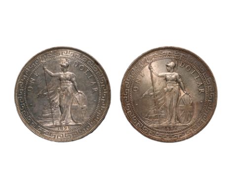 GREAT BRITAIN BRITISH TRADE DOLLAR 1897 B; 1898 B (2)
Britannia standing holding a trident and a shield, date below, reverse 