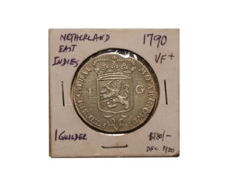 NETHERLANDS EAST INDIES UTRECHT VOC 1 GULDEN  1790
Crowned coat of arms with denomination, VOC monogram below at edge, not in