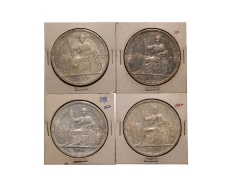 FRENCH INDOCHINA 1 PIASTRE DE COMMERCE 1896 A (4)
Marianne seated left with date in exergue below, reverse with denomination 