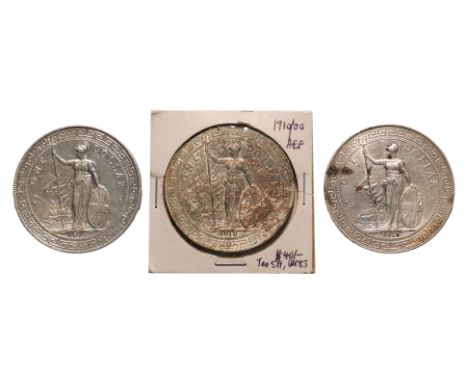 GREAT BRITAIN BRITISH TRADE DOLLAR 1910/00 B OVERDATES (3)
Britannia standing holding a trident and a shield, date below, rev