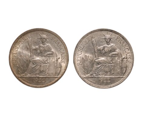 FRENCH INDOCHINA 1 PIASTRE DE COMMERCE 1922 H (2)
Marianne seated left with date in exergue below, reverse with denomination 